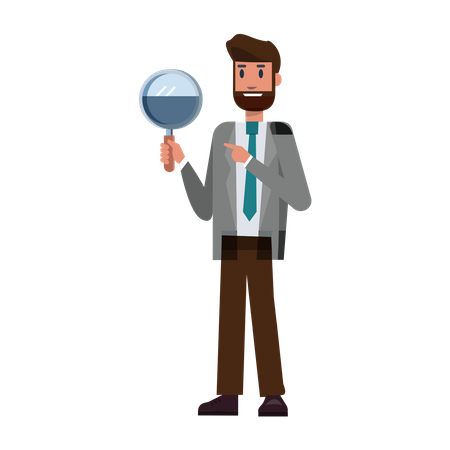 Businessman holding magnifier glass  Illustration