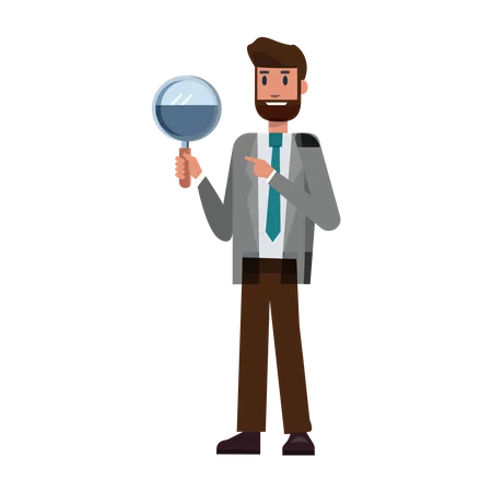 Businessman holding magnifier glass  Illustration