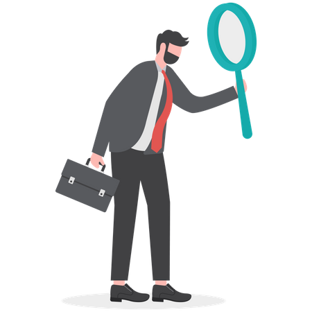 Businessman holding magnifying glass  イラスト