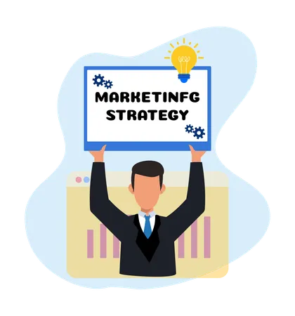 Businessman Holding Marketing Strategy Board  Illustration