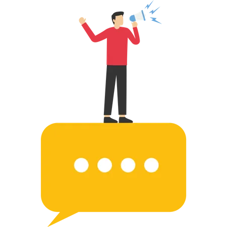 Businessman holding megaphone to telling message  Illustration