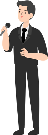 Businessman holding microphone  Illustration