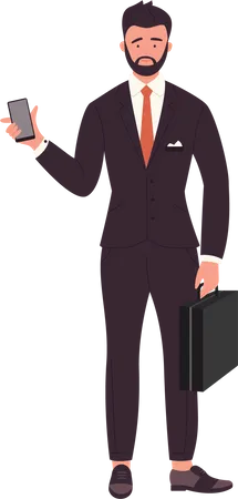 Businessman holding mobile  Illustration