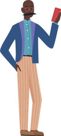 Businessman holding mobile  Illustration