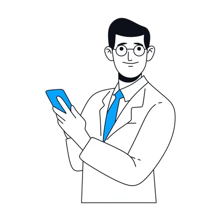 Businessman holding mobile  Illustration