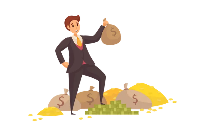Businessman holding money bag  Illustration