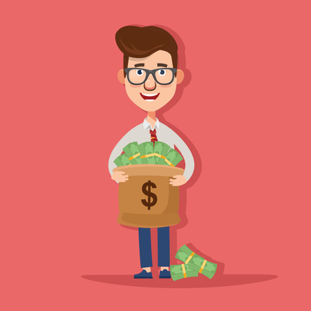 Businessman holding money bag  Illustration