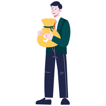 Businessman holding money bag  Illustration