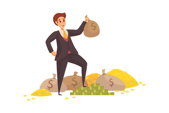 Businessman holding money bag  Illustration