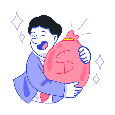 Businessman holding Money Bag  Illustration