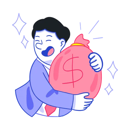 Businessman holding Money Bag  Illustration