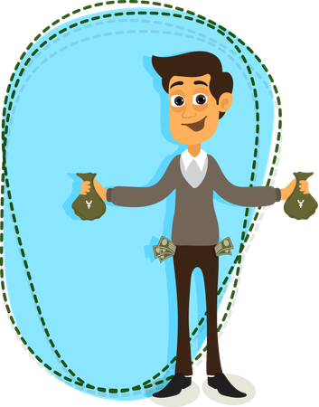 Businessman Holding Money Bags  Illustration