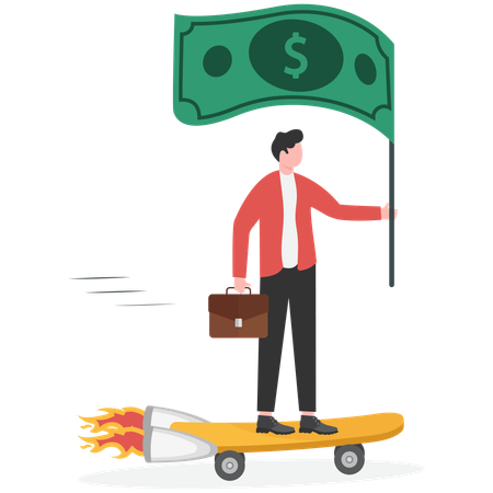 Businessman holding money flag  Illustration