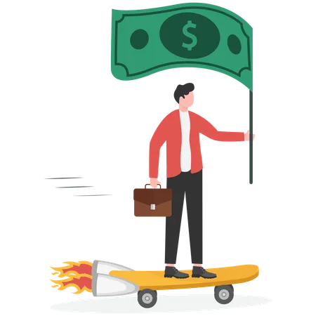 Businessman holding money flag  Illustration