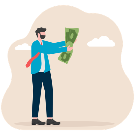 Businessman holding money  Illustration