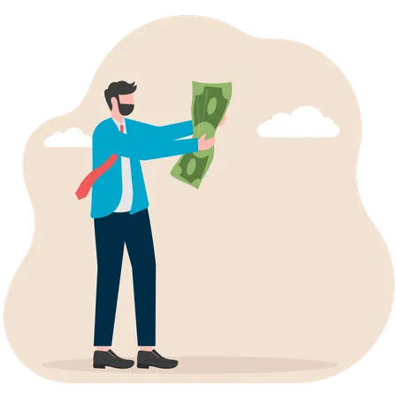 Businessman holding money  Illustration