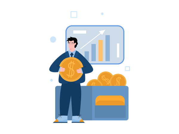 Businessman holding money  Illustration