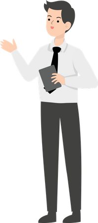 Businessman holding notes Illustration