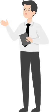 Businessman holding notes  Illustration