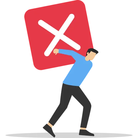 Businessman holding of cross checkbox  Illustration