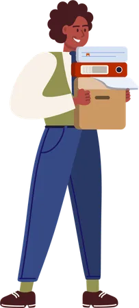 Businessman holding office files  Illustration
