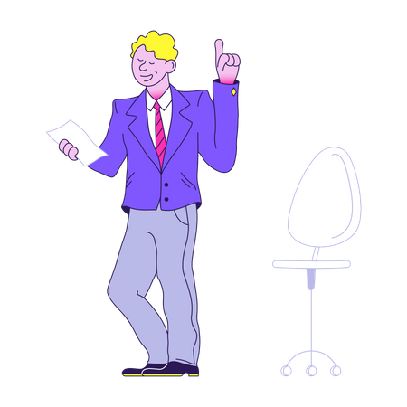 Businessman holding paper and explaining  Illustration