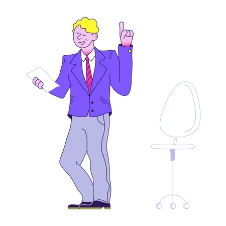 Businessman holding paper and explaining  Illustration