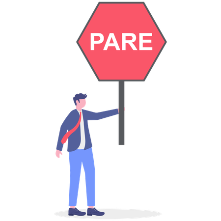 Businessman holding Pare signboard  Illustration