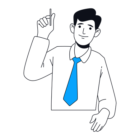 Businessman holding pen  Illustration