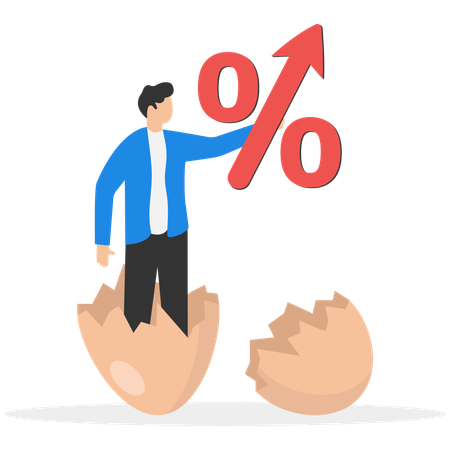 Businessman holding percentage sign  Illustration