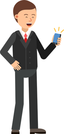 Businessman holding phone Illustration
