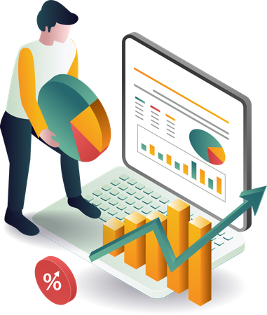 Businessman holding pie chart  Illustration