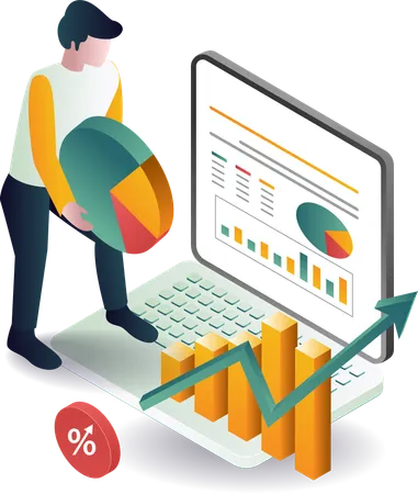 Businessman holding pie chart  Illustration