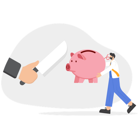 Businessman holding piggy bank  Illustration