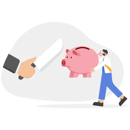 Businessman holding piggy bank  Illustration