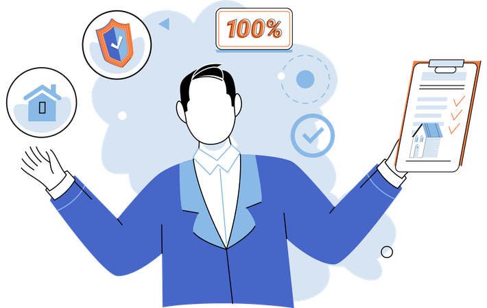 Businessman holding property insurance  Illustration