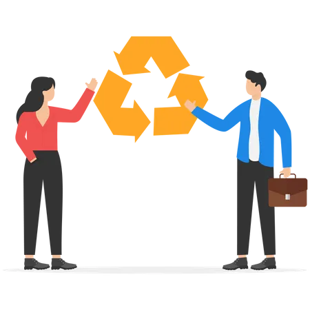 Businessman Holding Recycle Icon Environmental Care For The Environment In Future Flat Vector Illustration Illustration