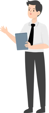 Businessman holding report Illustration