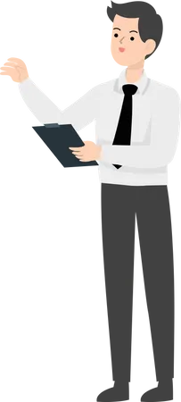 Businessman holding report Illustration
