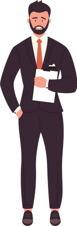 Businessman holding report  Illustration