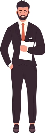 Businessman holding report  Illustration