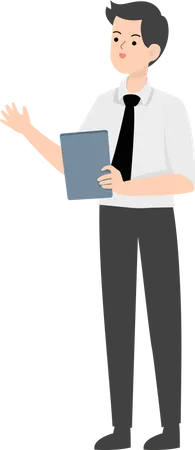 Businessman holding report  Illustration