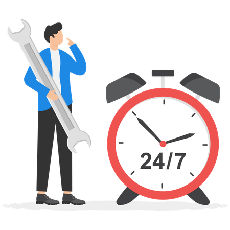 Businessman holding screwdriver and wrench  Illustration