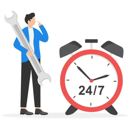 Businessman holding screwdriver and wrench  Illustration