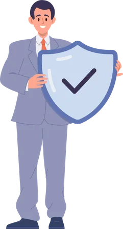 Businessman holding security shield  Illustration
