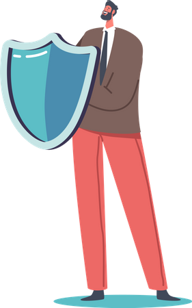 Businessman holding security shield  Illustration