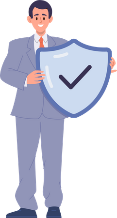 Businessman holding security shield  Illustration