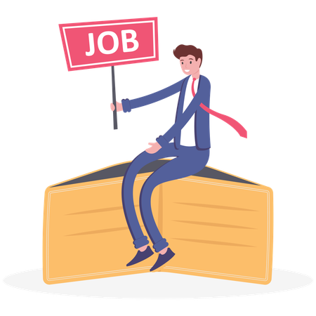 Businessman Holding Sign Looking Job  Illustration