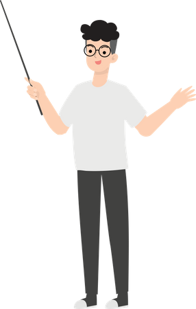 Businessman Holding Stick  Illustration