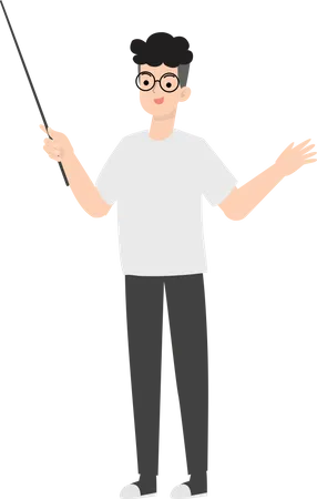 Businessman Holding Stick  Illustration